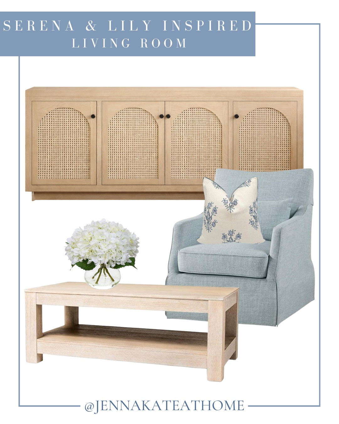 Serena and Lily inspired living room includes buffet, accent chair, throw pillow, coffee table, faux florals. 

Home decor, looks for less, living room, coastal decor

#LTKHome #LTKSeasonal #LTKSaleAlert