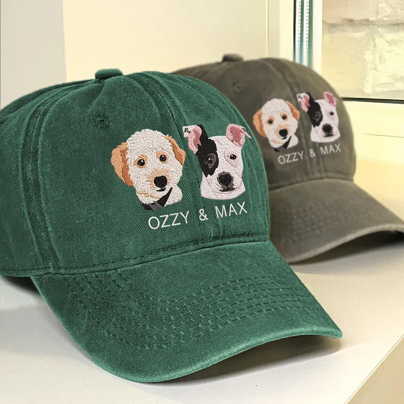 Personalized Embroidery Dog Photo Baseball Cap, Custom Dog Christmas Hat, Dog Portrait Gift for P... | Etsy (Global)
