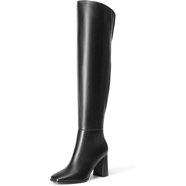 ISNOM Black Knee High Boots Women Boots for Womens Knee High Crocodile Women's Knee-High Boots | Amazon (US)