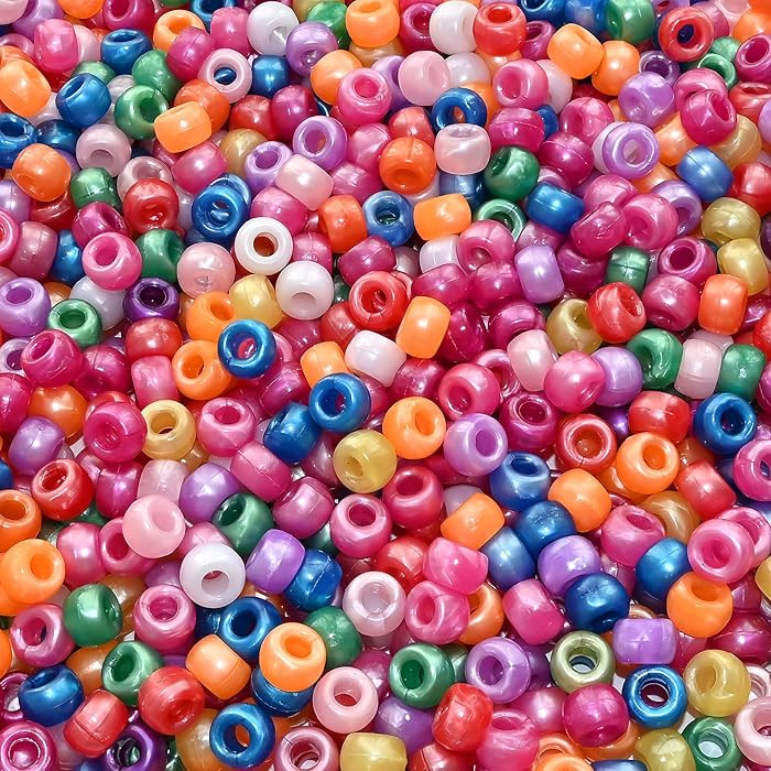 Amaney 500pcs Pony Beads Pearl Luster 6x9mm Mixed Colors Acrylic for Hair Braids Jewelry Making | Amazon (US)