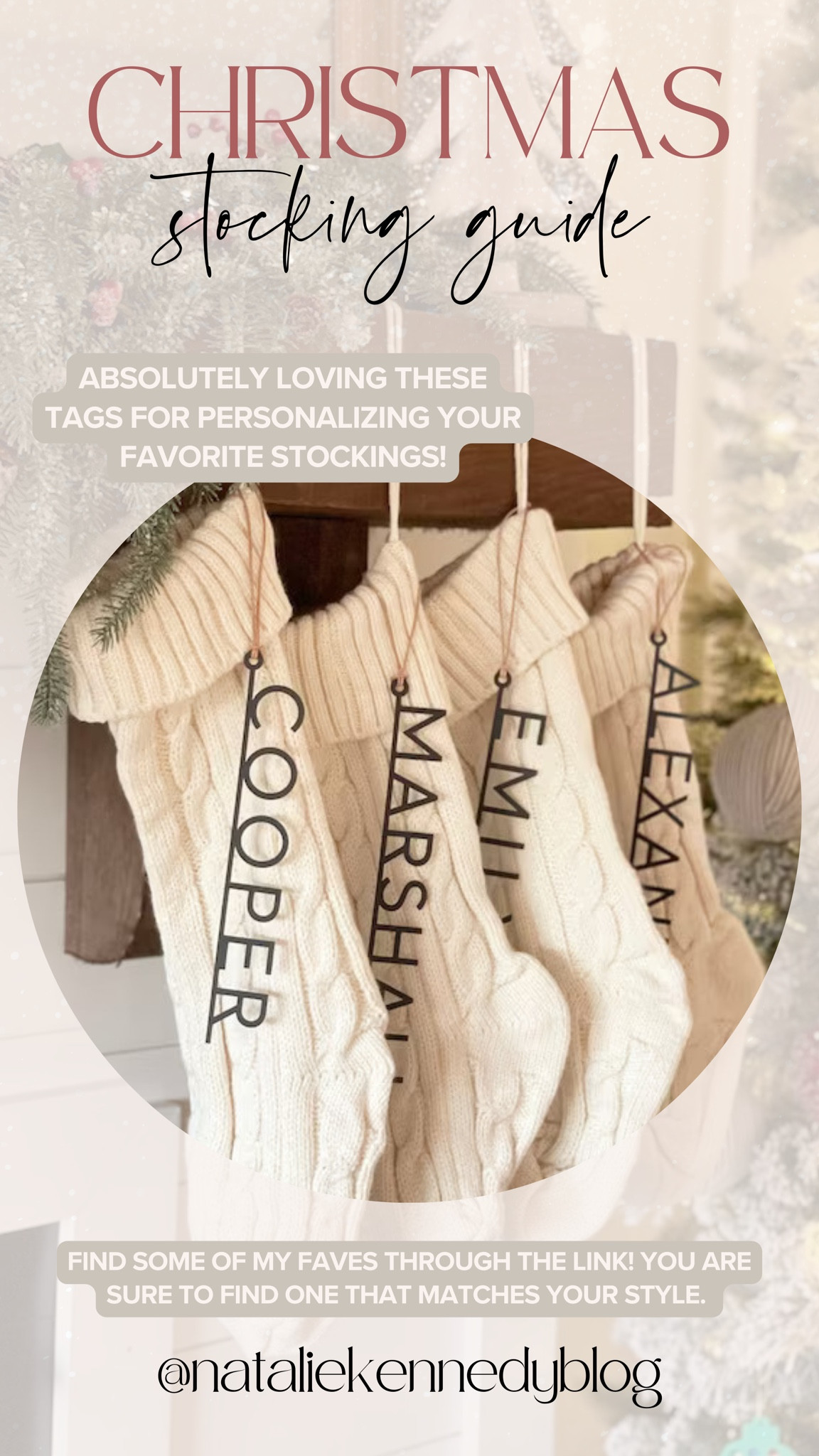 Personalize your favorite stockings with simple and elegant name tags. 