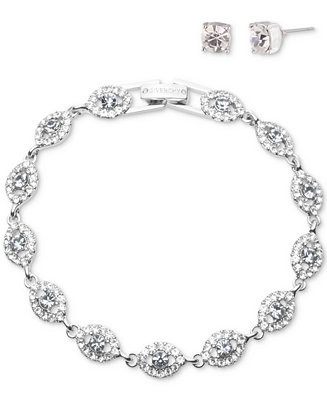 2-Pc. Set Stone & Crystal Link Bracelet & Crystal Stud Earrings | Macy's