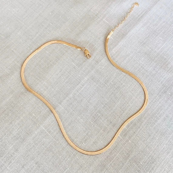 Mamba Necklace  Gold Filled Necklace Herringbone Snake Chain - Etsy | Etsy (US)