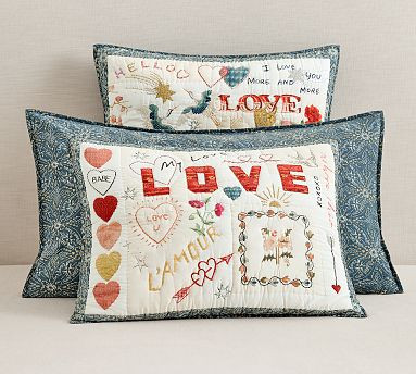 Devin Embroidered Love Quilted Sham | Pottery Barn (US)