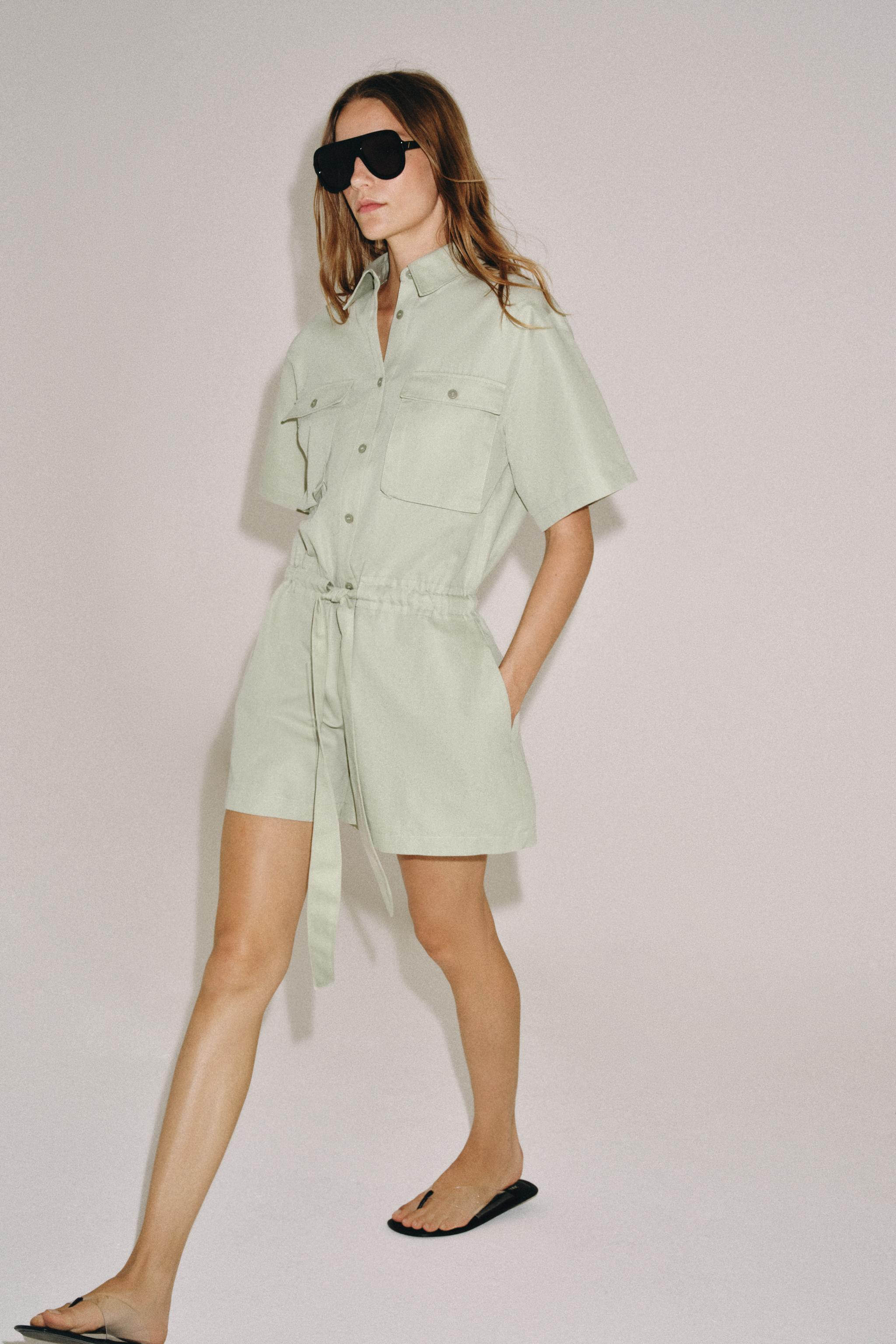 ZW COLLECTION BELTED SHIRT JUMPSUIT | Zara US