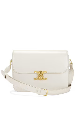 Celine Calfskin Triomphe Shoulder Bag in White | Revolve Clothing (Global)