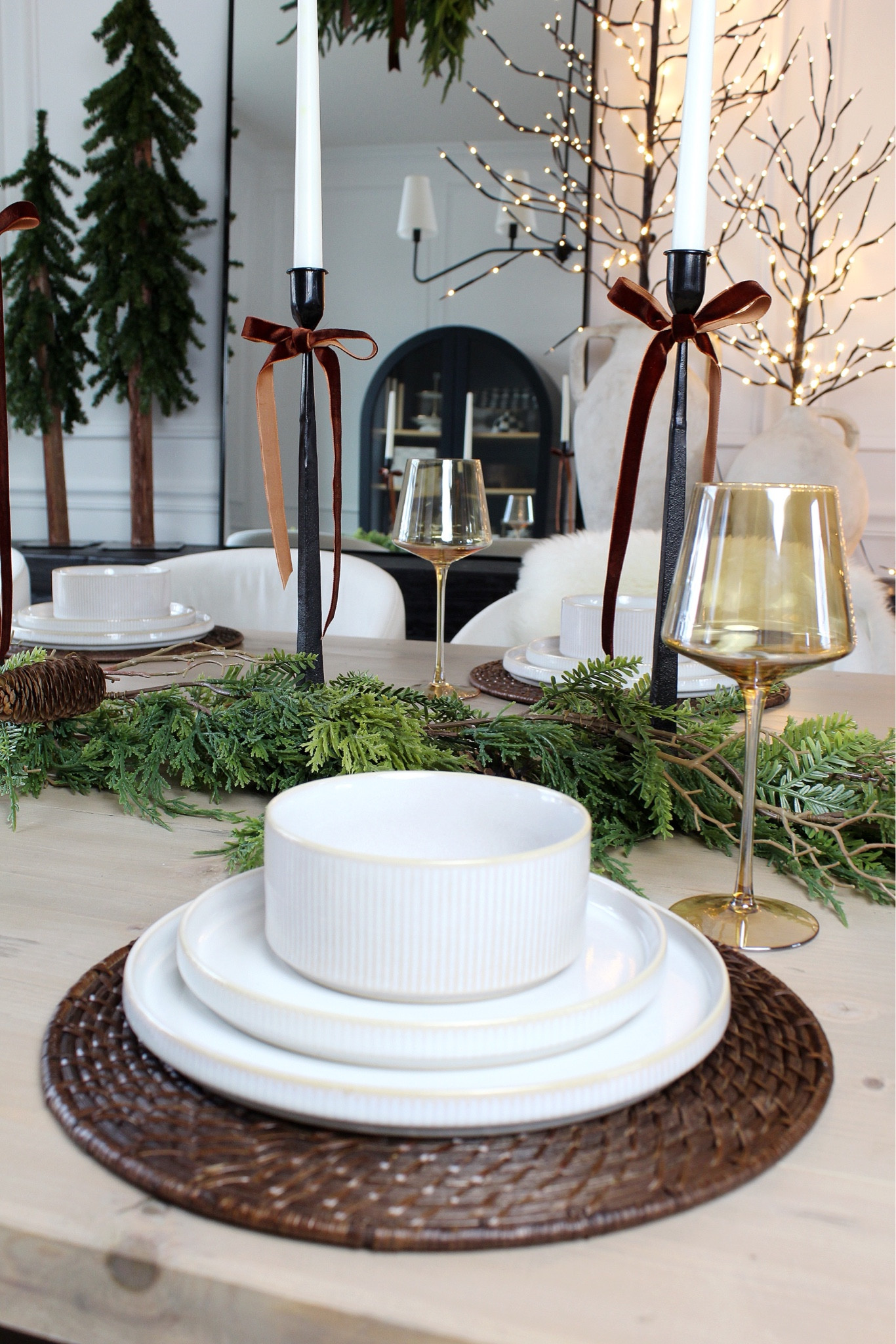 Dinnerwear, wine glass, candle holder, garland, cabinet , mirror 

#LTKCyberWeek #LTKHoliday #LTKHome