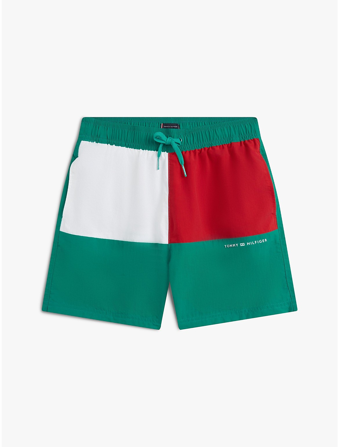 Tommy Hilfiger Boys' Kids' Signature Flag Swim Trunk - Green - 012 | Tommy Hilfiger (US)