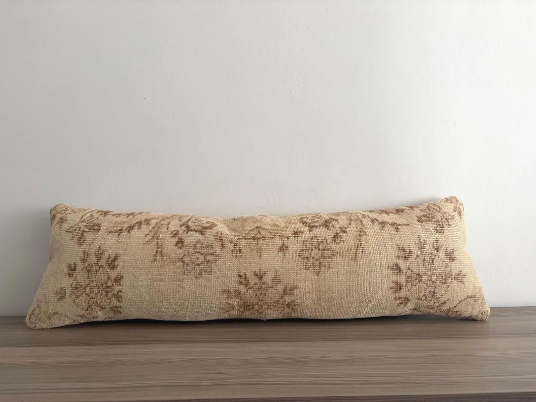 Handwoven Turkish Kilim Lumbar Pillow Cover, Vintage Rug Pillow 12x40 - Etsy Australia | Etsy (US)