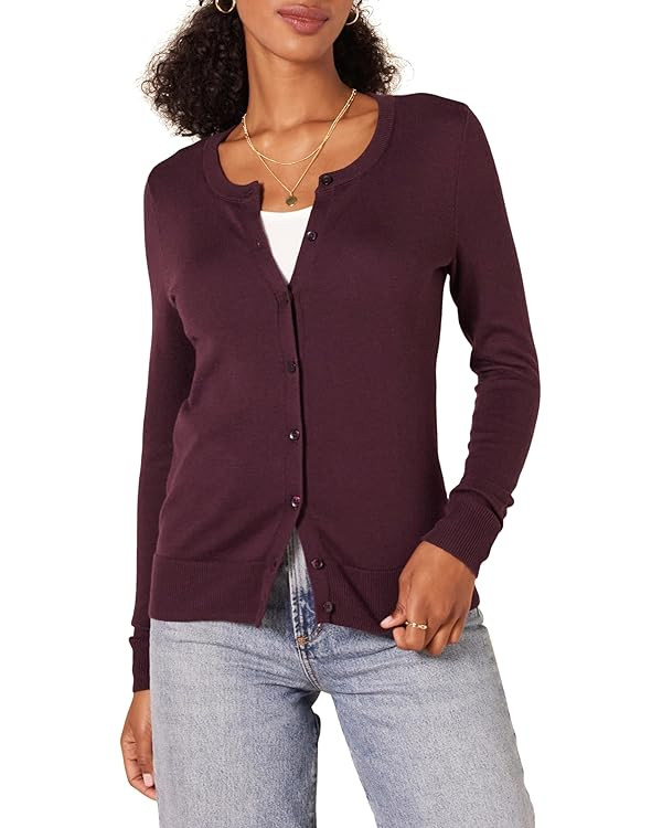 Amazon Essentials Women's Lightweight Crewneck Cardigan Sweater (Available in Plus Size) | Amazon (US)