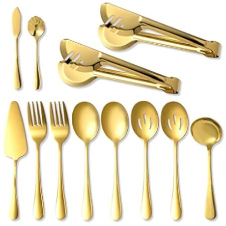 OIULO Serving Utensils Include Large Serving Spoons Slotted Serving Spoons Serving Forks Serving Ton | Amazon (US)