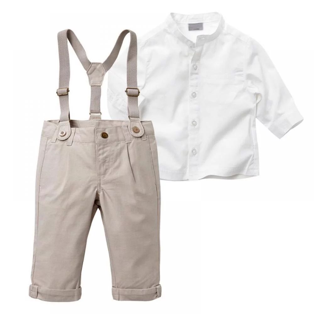 Toddler Dress Suit Baby Boys Gentleman Clothes Sets Shirts + Suspenders Pants Outfits - Walmart.c... | Walmart (US)