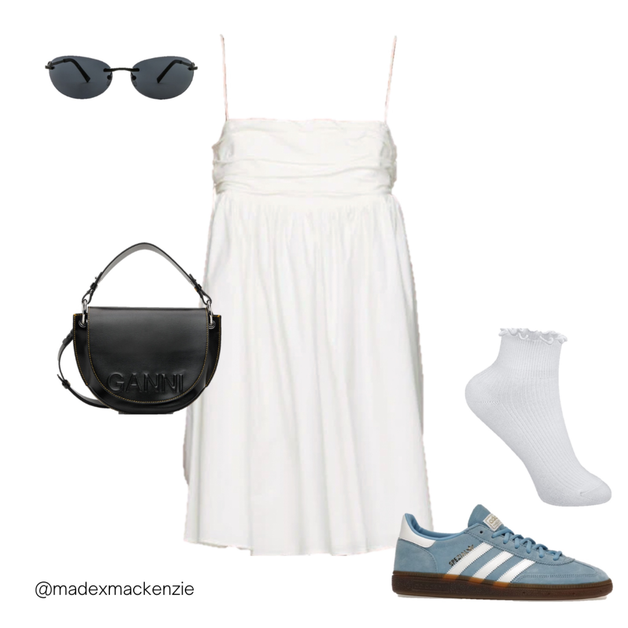 🩵 xx Adidas handball spezial light blue, Reformation Catarina white mini dress, Ganni black bag, low ankle ruffle socks, Slinky Le Specs sunglasses 

#LTKshoecrush #LTKfit #LTKSeasonal