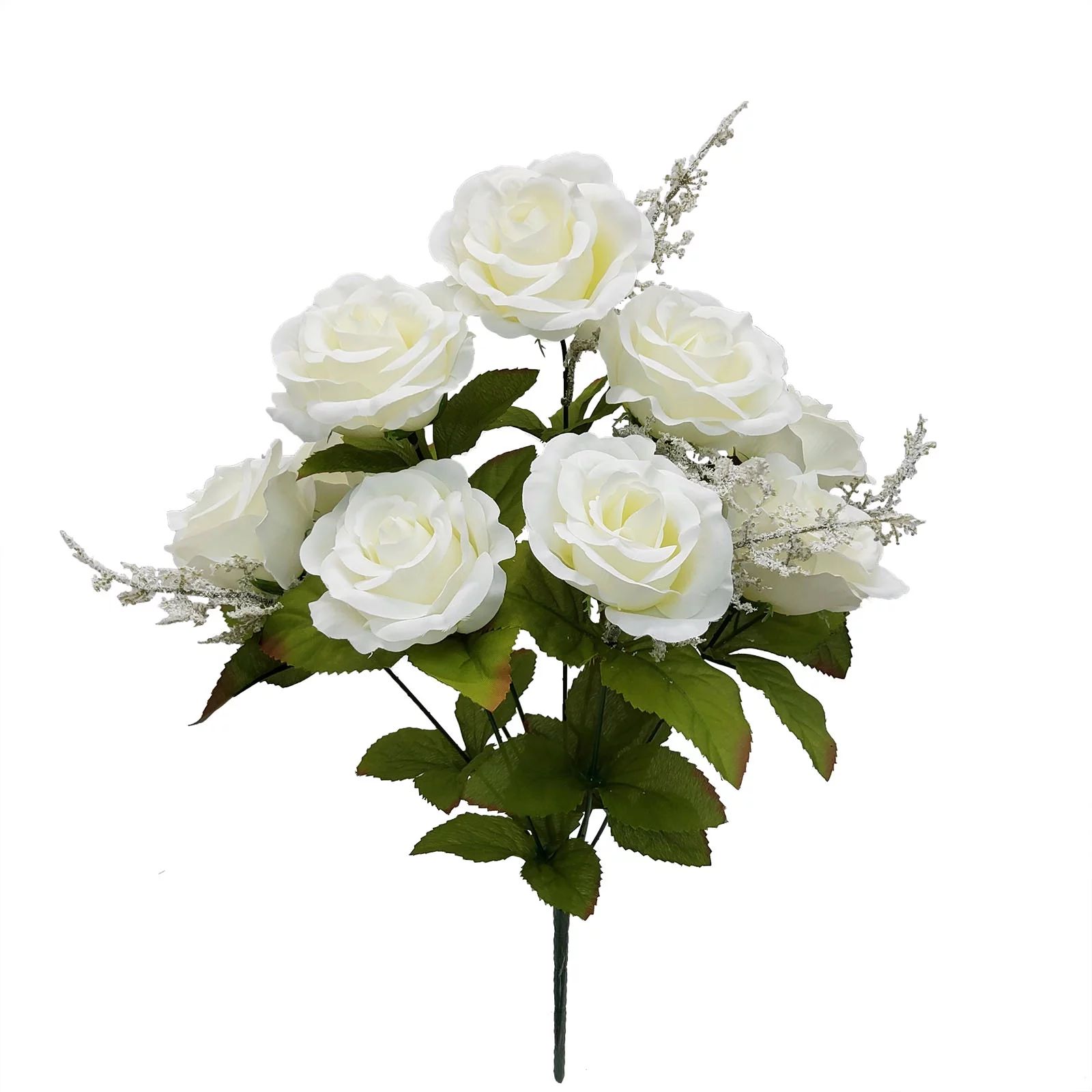 Mainstays Indoor Artificial Rose Floral Bush, White Color, Assembled Height 17.5" | Walmart (US)