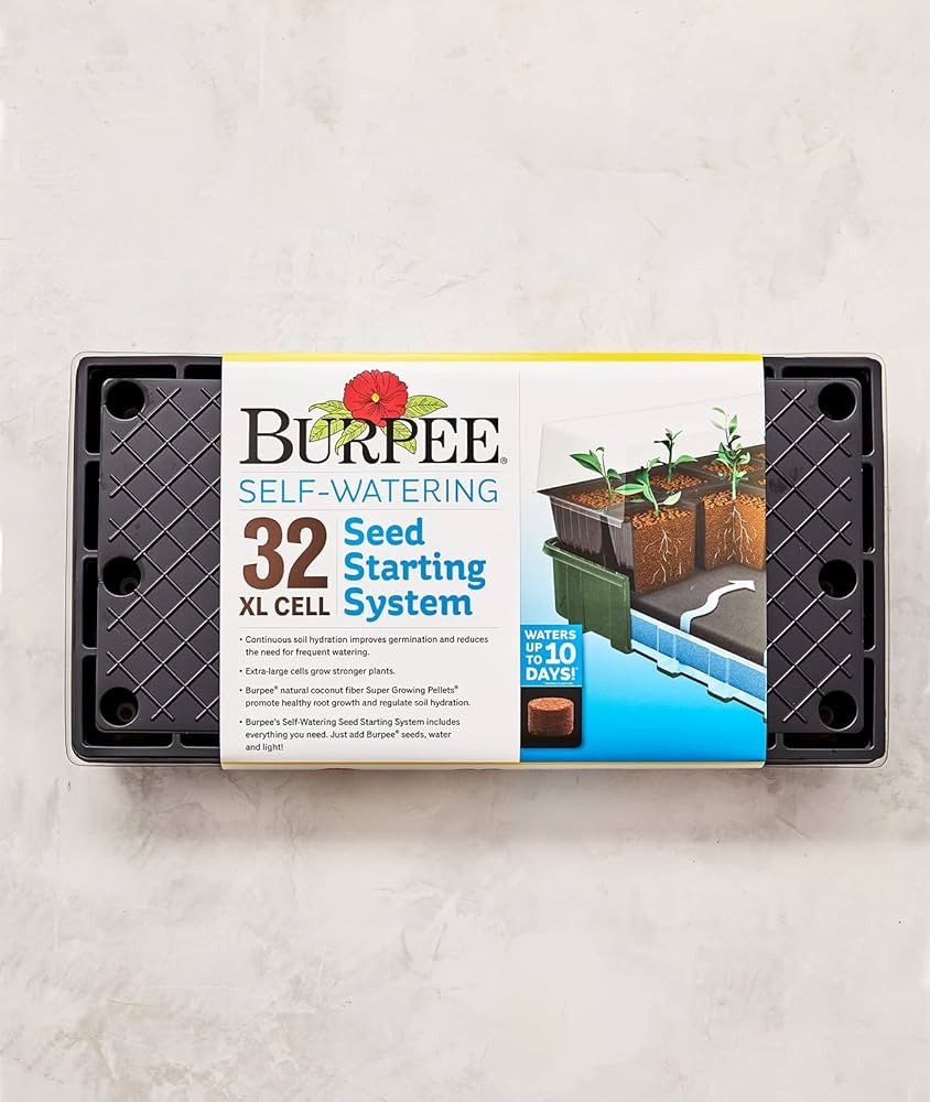 Burpee XL Self-Watering Growing System Indoor Seed Starting 10" W x 20" L x 5" H, 1 Kit (32 Cells... | Amazon (US)
