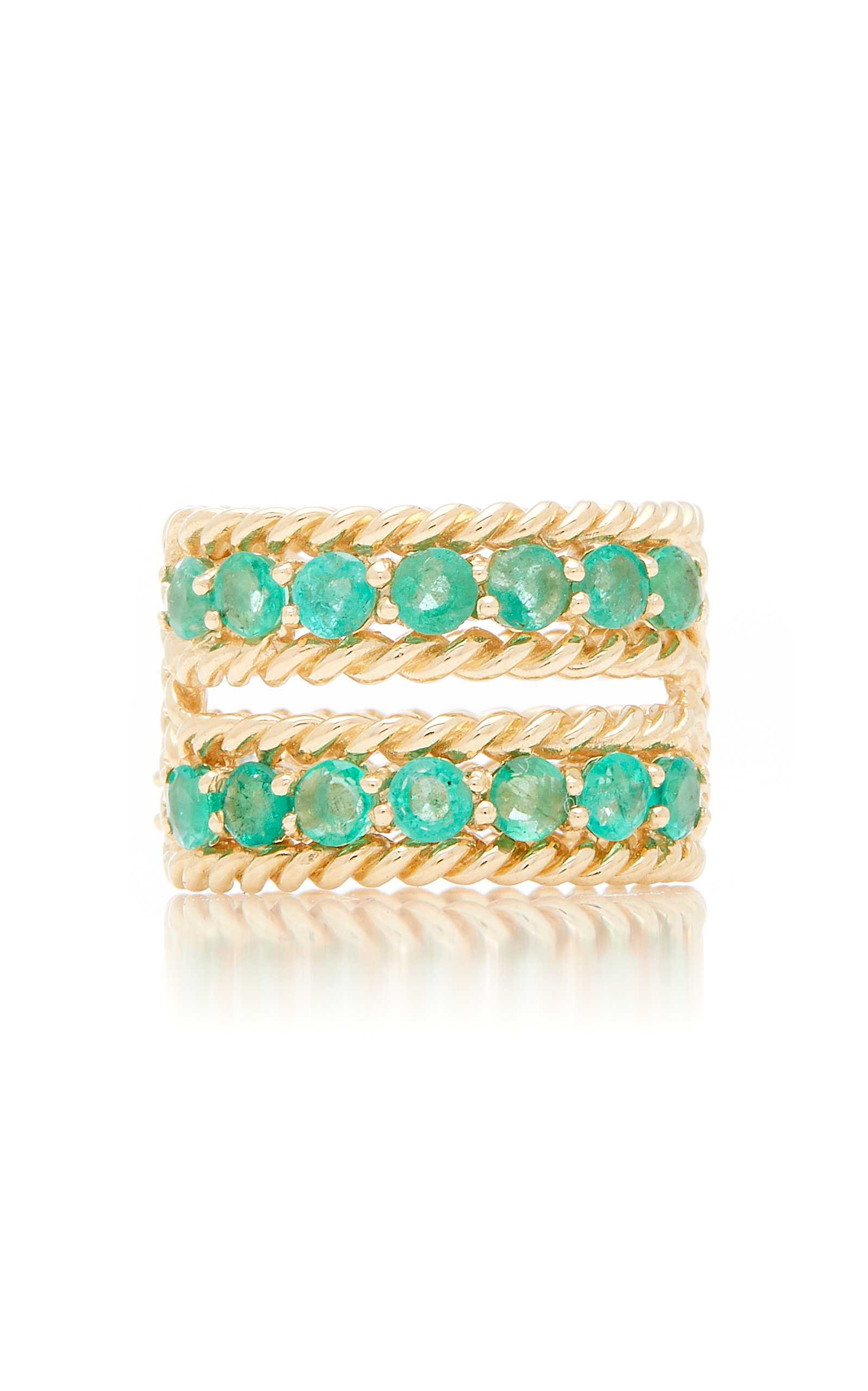 Emerald Two-Row Twist Ring | Moda Operandi (Global)
