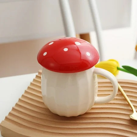 KOMOO Mushroom Mug Mushroom Mug With Lid Kawaii Coffee Mug Cute Mushroom Coffee Tea Cup Ceramic Coff | Walmart (US)