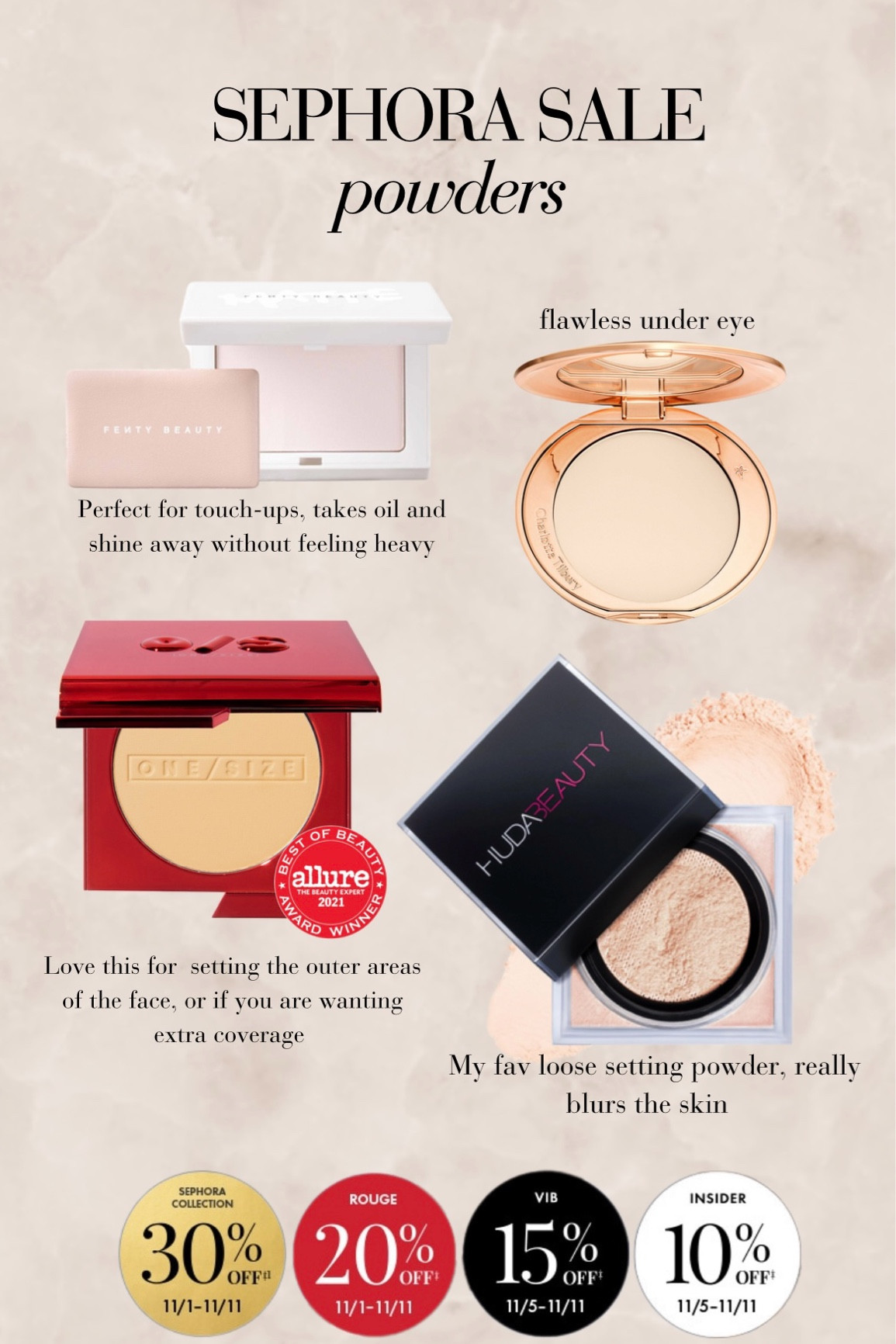 My favorite powders for a flawless base in any makeup routine! 

#sephorasavingsevent #sephorasale

#LTKSaleAlert #LTKBeauty #LTKHoliday