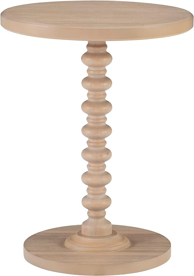 Powell Tarkin Round Natural Wood Turned Spindle Pedestal Side Accent Table | Amazon (US)