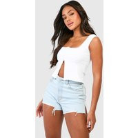Womens Bleach Wash Raw Hem Distressed Denim Shorts - White - 12 | NastyGal UK