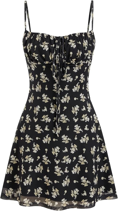 CIDER Floral Dress for Women Summer Mini Dress Sundresses Sleeveless Scoop Neck Sun Dresses A-Lin... | Amazon (US)