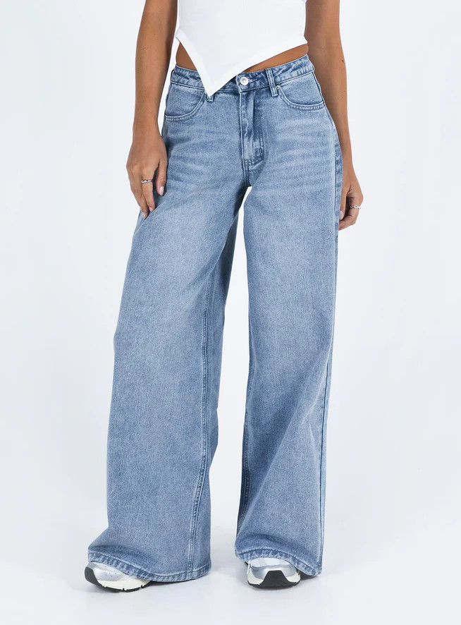 Naylor Wide Leg Jeans Light Wash Denim | Princess Polly AU