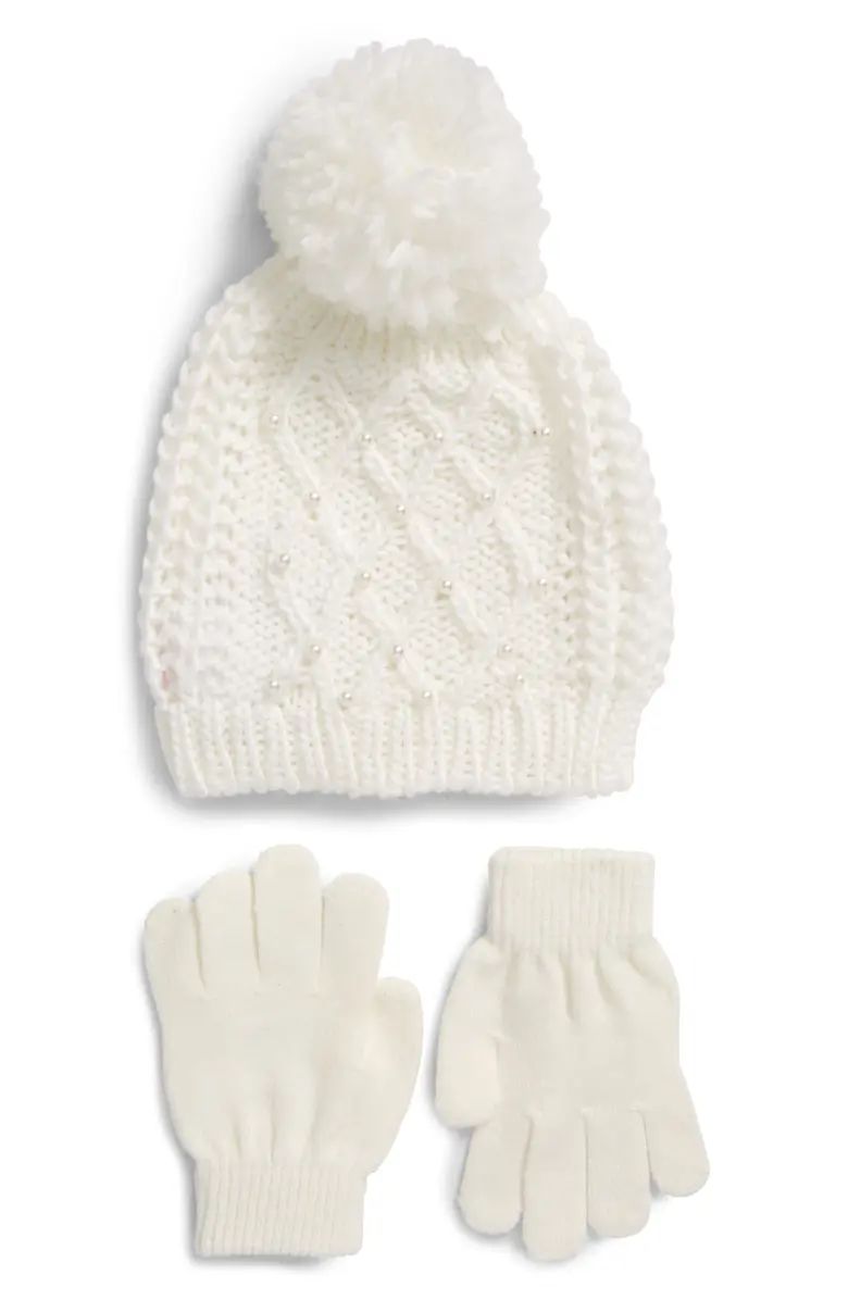 Capelli New York Kids' Embellished Pompom Beanie & Gloves (Little Girl & Big Girl) | Nordstrom | Nordstrom
