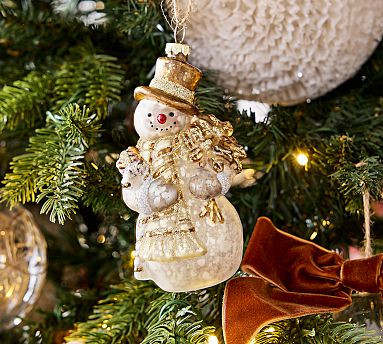 Gold Snowman Ornament | Pottery Barn (US)