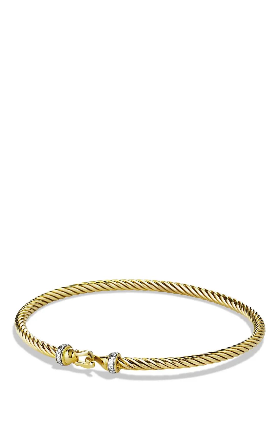 Cable Collectibles Buckle Bracelet with Diamonds in 18K Gold, 3mm | Nordstrom