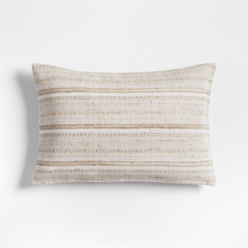Vittoria Silk Blend Textured 24"x16" Calm Beige Throw Pillow Cover | Crate & Barrel | Crate & Barrel