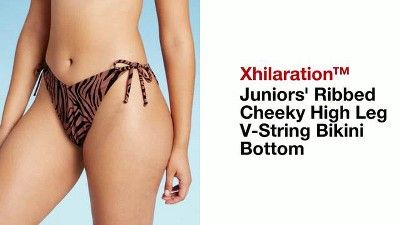 Juniors' Ribbed Cheeky High Leg V-String Bikini Bottom - Xhilaration™ | Target