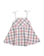 Infant And Toddler Girls Linen Blend  Plaid Strappy Dress | TJ Maxx