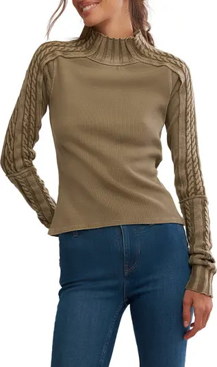 WTF Breezy Cable Knit Mock Neck Top | Nordstrom