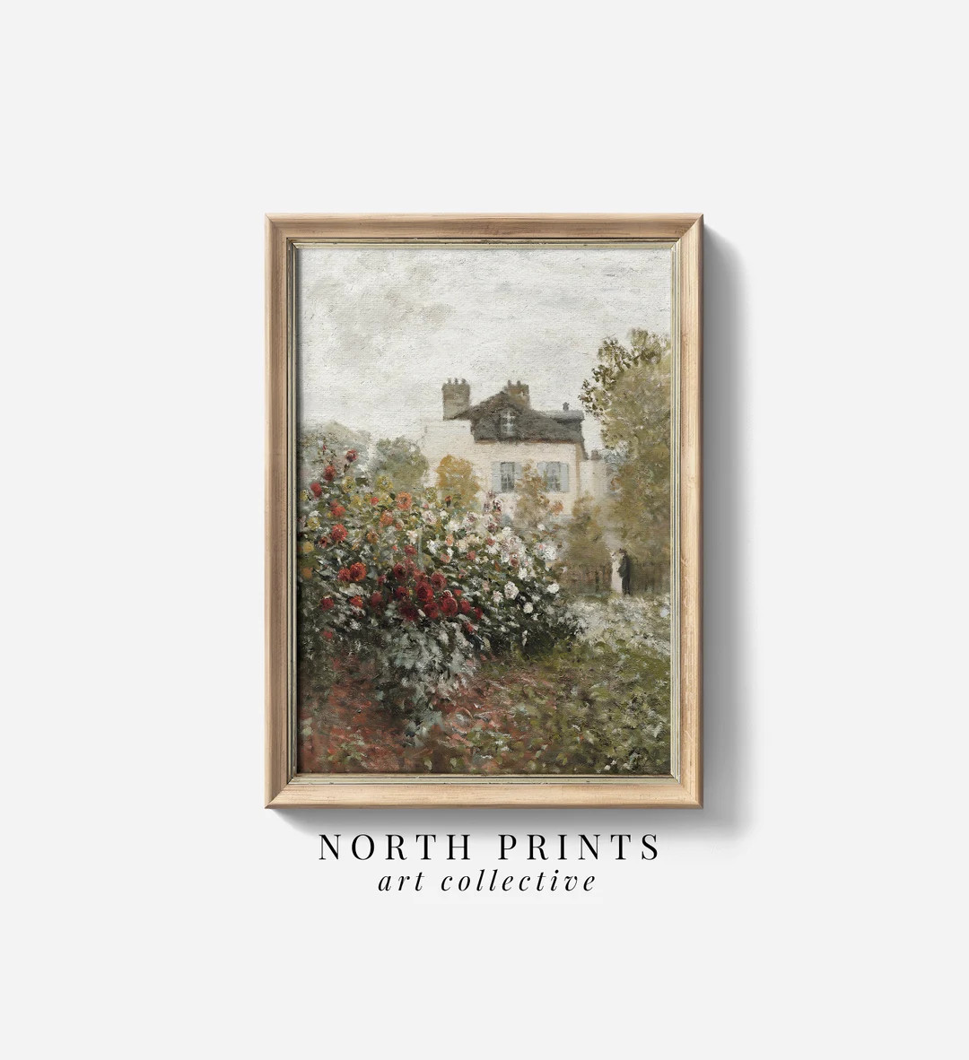 Rose Garden Vintage Painting Vintage English Cottage Art - Etsy | Etsy (US)