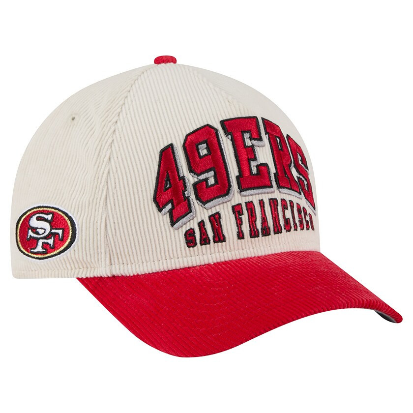 San Francisco 49ers New Era  Two-Tone Sided Corduroy 9FORTY A-Frame Adjustable Hat - Cream/Scarle... | Lids