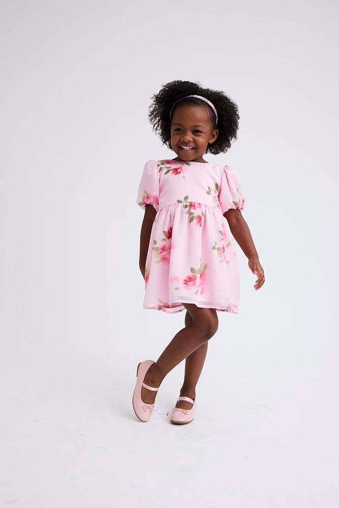 Amazon.com: The Children's Place,Baby-Girls,and Toddler Puff Sleeve DressPink Floral,3 Years: Clo... | Amazon (US)