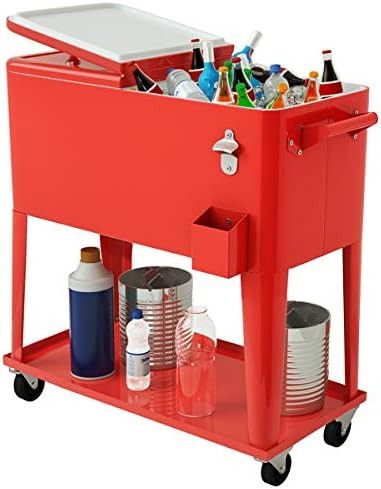Giantex 80-Quart Cooler Beer Cart Outdoor Entertaining Rolling Party Steel Bar Bistro Beverage Co... | Amazon (US)