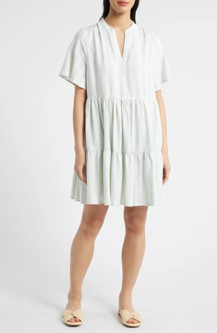 Caslon® Easy Tiered Linen Blend Shift Dress | Nordstrom | Nordstrom