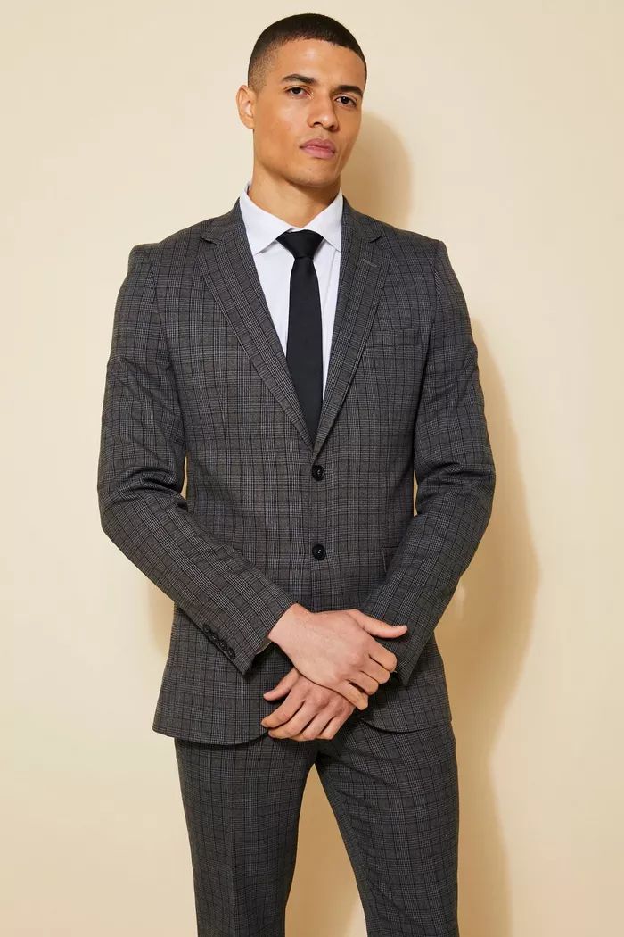 Skinny Single Breasted Check Suit Jacket | boohoo (US & Canada)