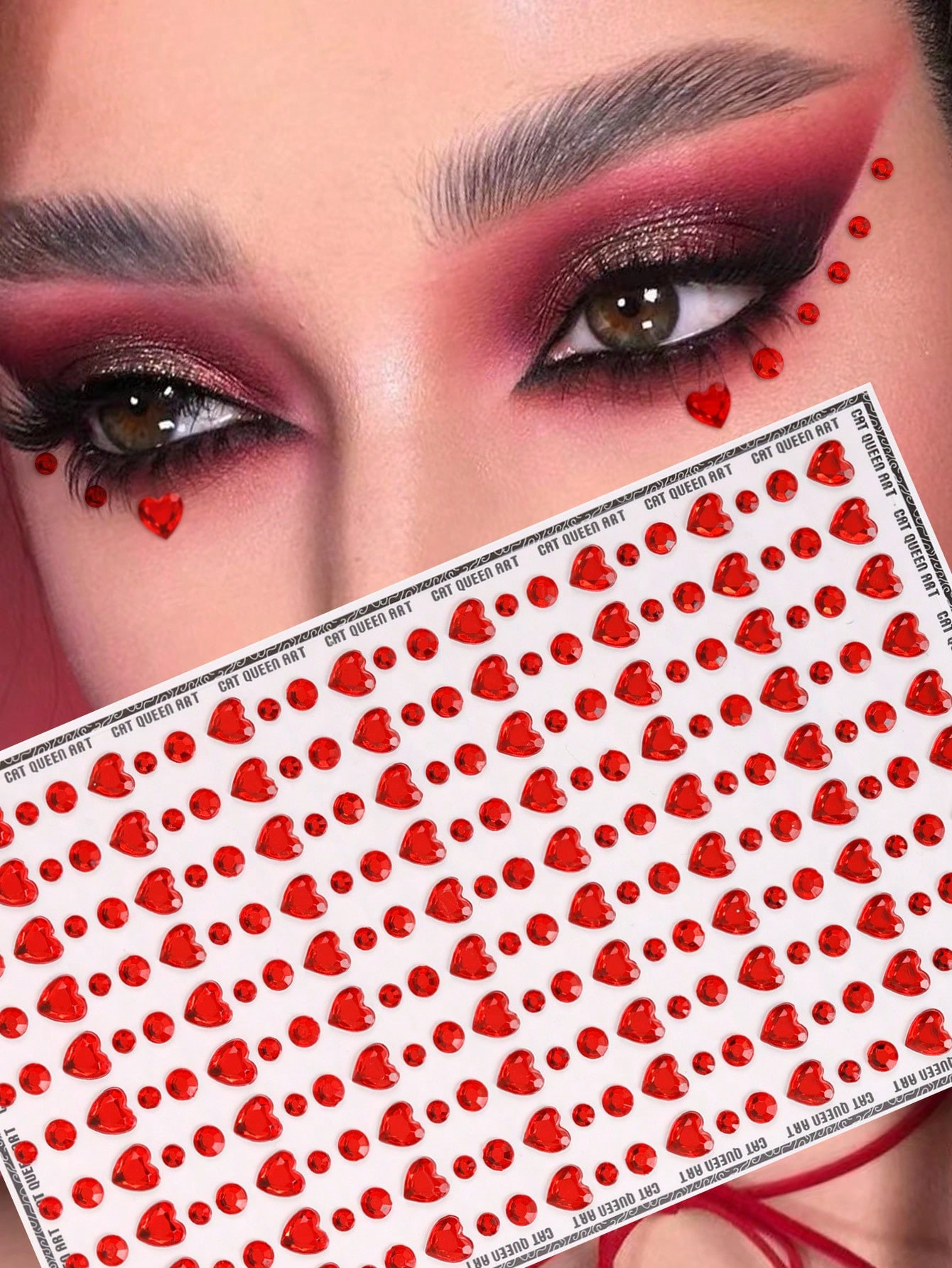 1pc 3d Simulation Large Red Heart Shaped Rhinestone Sticker For Eye/Face Decoration, Diy Music Fe... | SHEIN