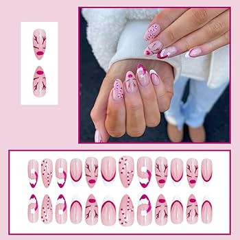 Christmas Press on Nails Short Almond Fake Nails Press ons Nail Tips Kit YEFIUO False Nails with ... | Amazon (US)