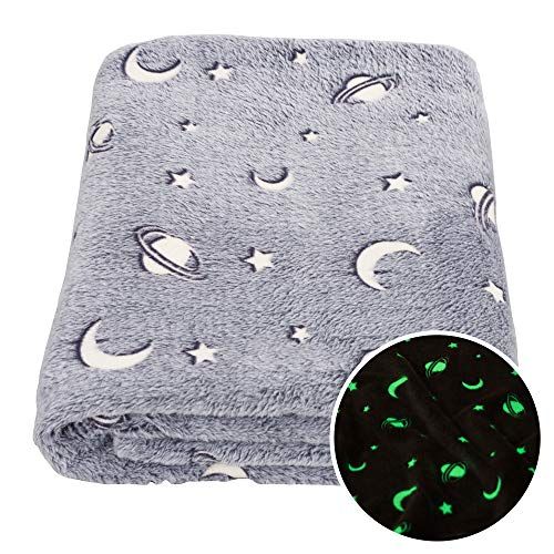 SOCHOW Glow in The Dark Throw Blanket 50 x 60 Inches, Galaxy Stars Pattern Soft Cozy Flannel Fleece  | Amazon (US)