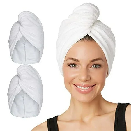 Turbie Twist Microfiber Hair Towel Wrap for Women and Men | 2 Pack | Bathroom Essential Accessories  | Walmart (US)