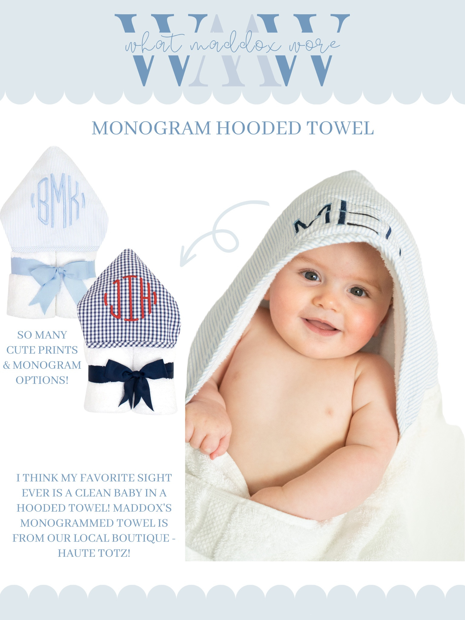 WMW - what Maddox wore 🤍 monogrammed hooded towel from Haute Totz! 

#LTKfamily #LTKkids #LTKbaby