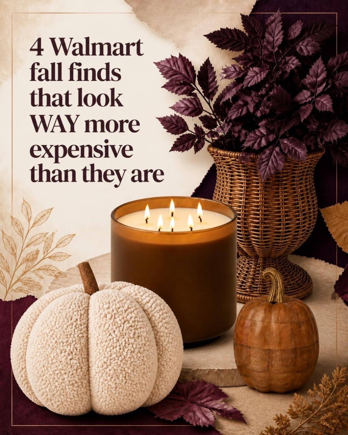 I have all 4 of these fall finds and love them!! Super affordable too🤎🍂

Boucle pumpkin pillow, wood pumpkin, 100oz candle, woven urn planter

#LTKstorytime #LTKSeasonal #LTKHome