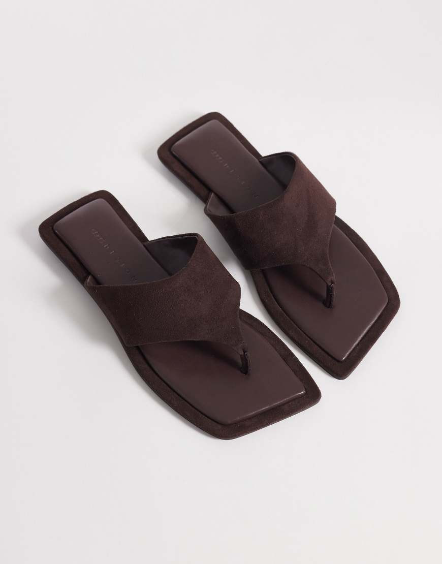 ASOS DESIGN Feline square angled toe sandals in chocolate-Brown | ASOS (Global)