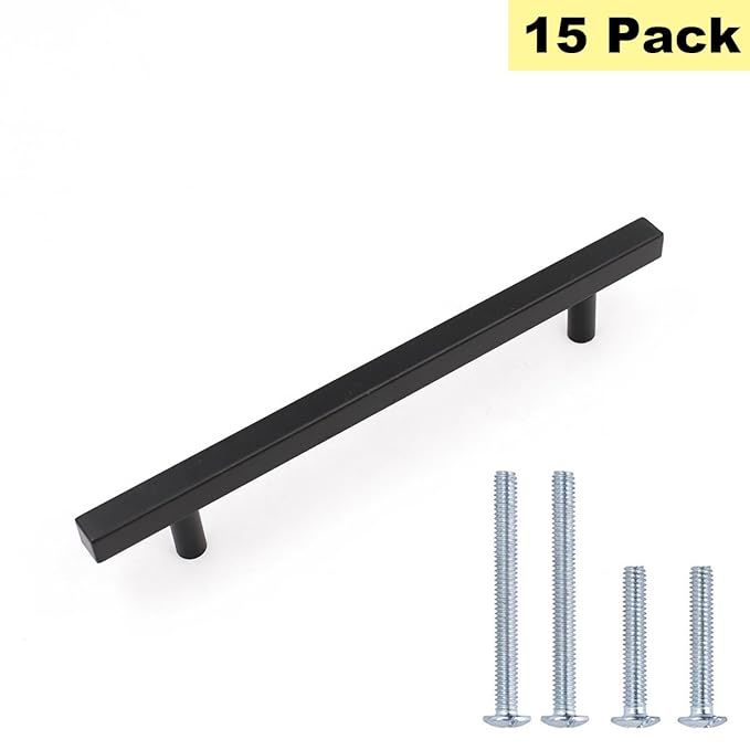Black Cabinet Pulls Cabinet Knobs Black 6-1/4 inch Hole Centers - Peaha PHJ22BK Black Dresser Drawer | Amazon (US)