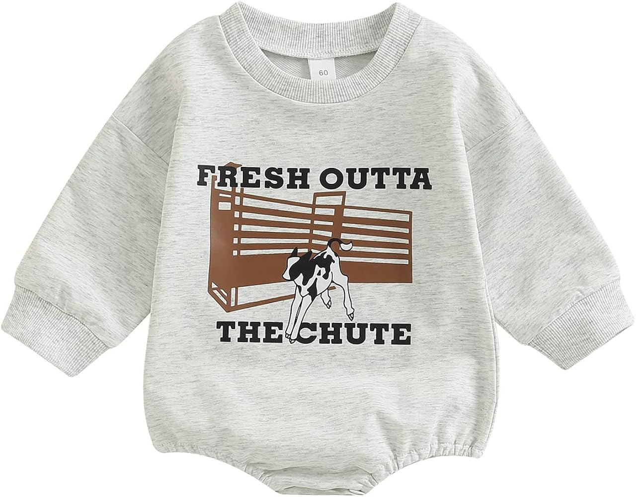 Hnyenmcko Western Baby Boy Girls Clothes Newborn Infant Cow Print Sweatshirt Romper Oversized Lon... | Amazon (US)