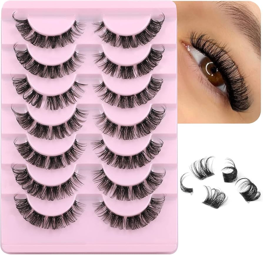 D Curl Clusters Lashes Natural Russian Strip Eyelashes Extensions Fluffy Wispy Faux Mink Lashes E... | Amazon (US)