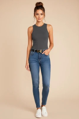 Orena Avenue Fitted Crew-Neck Sleeveless Tank Top - Dark Gray / S | Shop.com